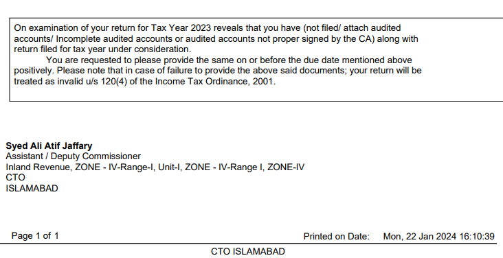 NOTICE NOTICE NOTICE 120(3) (Notice to complete deficiencies in Return of Income) 120(3) (notice to complete deficiencies in return of income) 120(3) (Notice to complete deficiencies in Return of Income) NOTICE